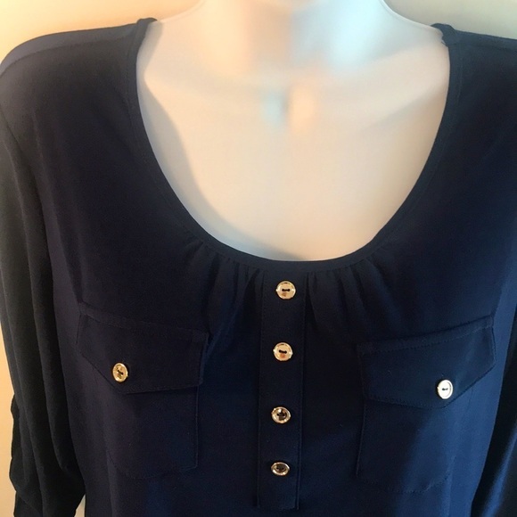 Perseption Petite Navy Top - Picture 4 of 11